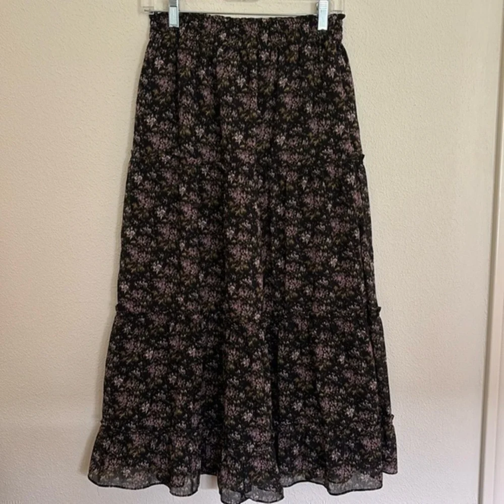 Madewell Crinkle Georgette Tiered Maxi Skirt in Blurred Blooms
